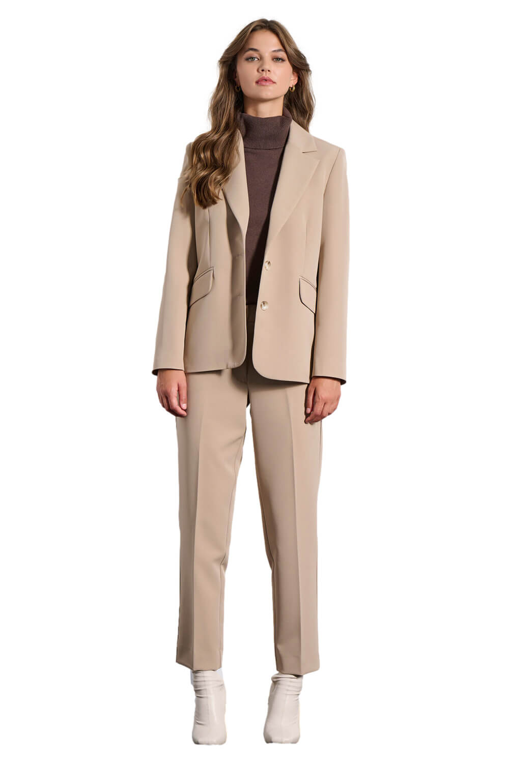 Μπεζ Ίσιο Παντελόνι με Πιέτα