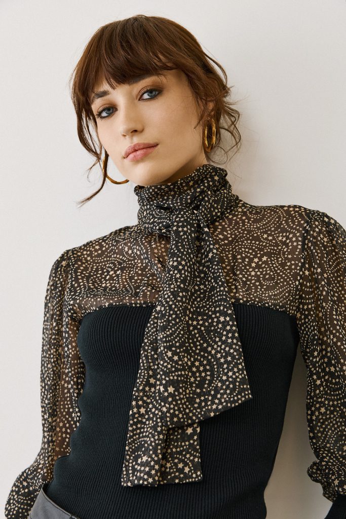 Μπλούζα Μαύρη με Πουά και Φιόγκο