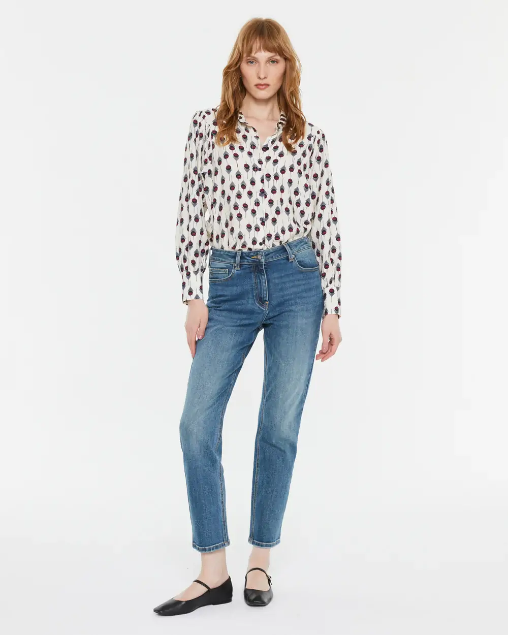 Πουκάμισο Εκρού με μπορντό-μπλε σχέδιο