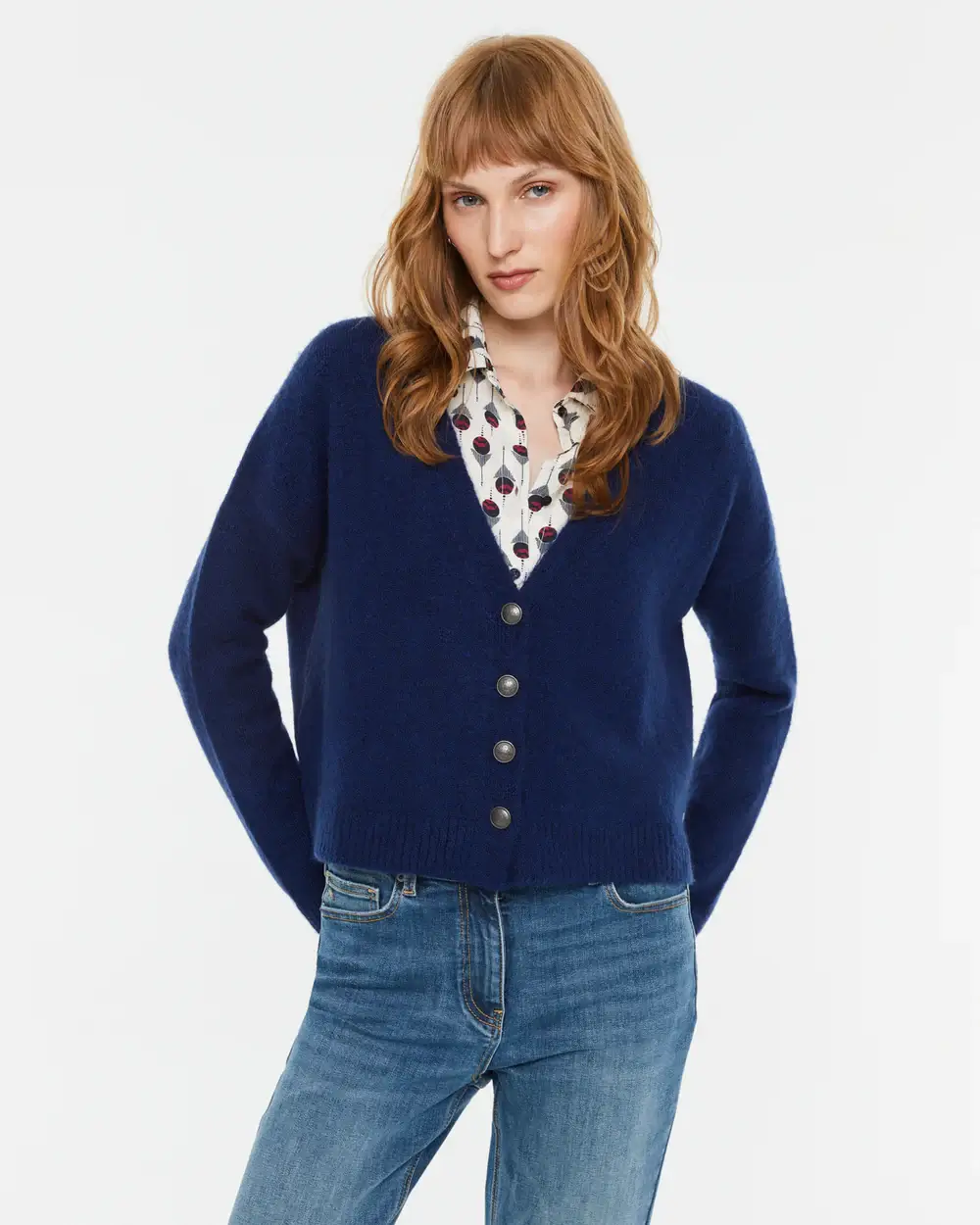 Ζακέτα σε Μπλε Απόχρωση με Κουμπιά