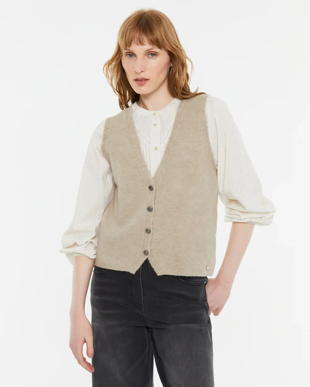 Πλεκτό Γιλέκo με Κουμπιά