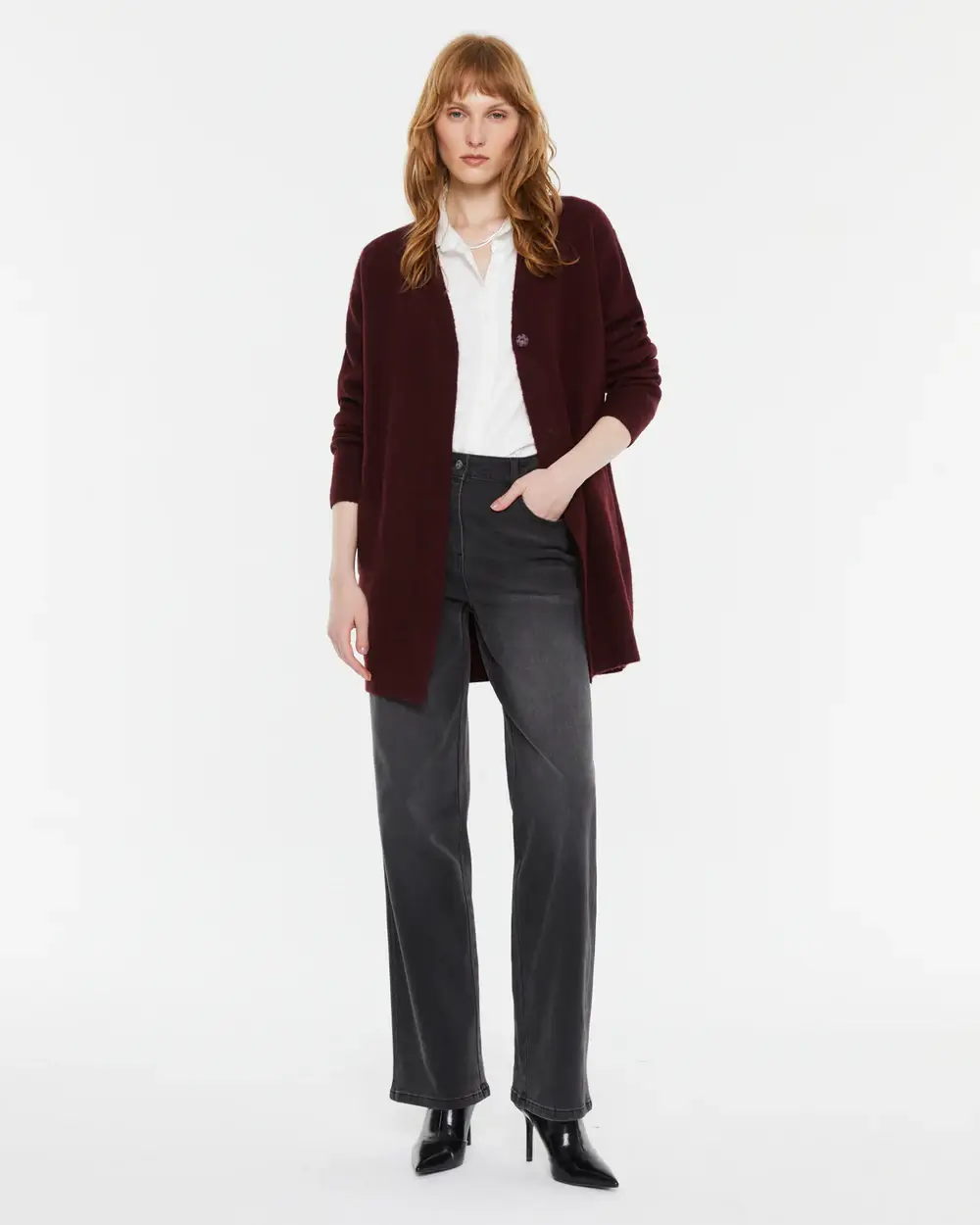Μακριά ζακέτα μπορντό