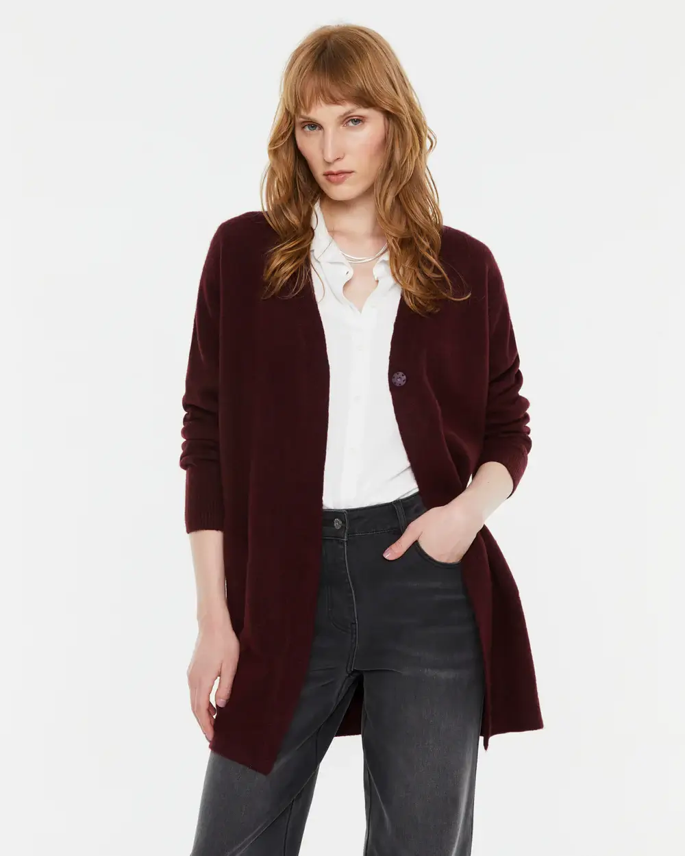Μακριά ζακέτα μπορντό