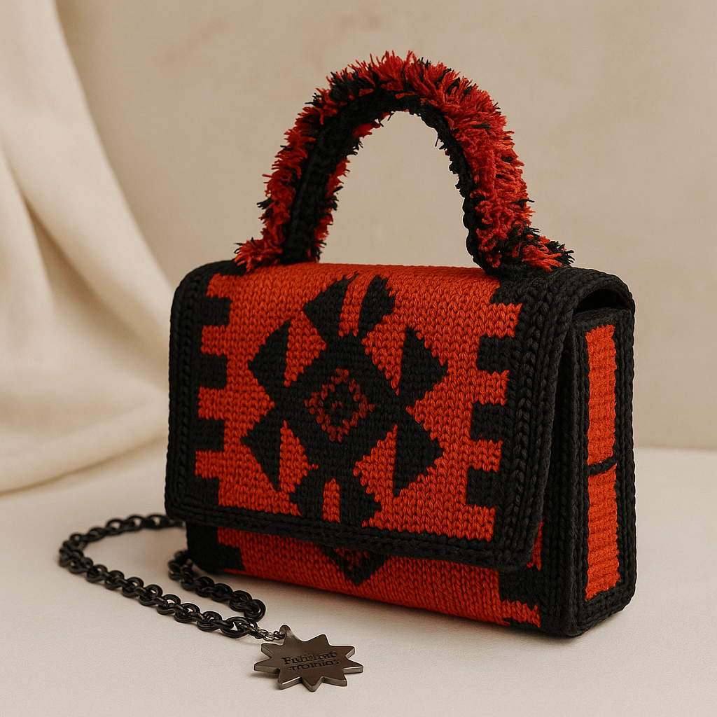 Χειροποίητη τσάντα κόκκινο μαύρο