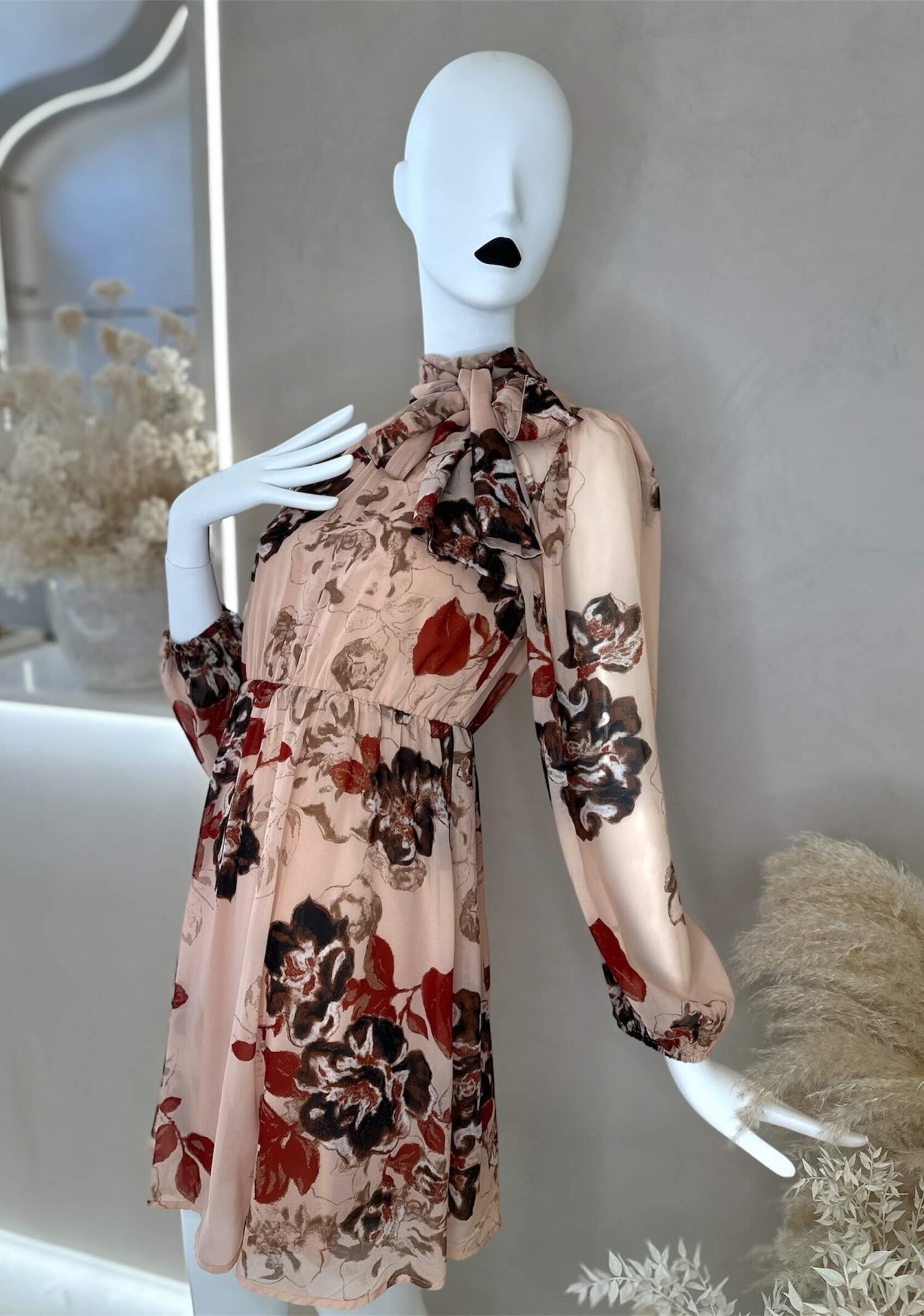 Floral μίνι φόρεμα με φιόγκο