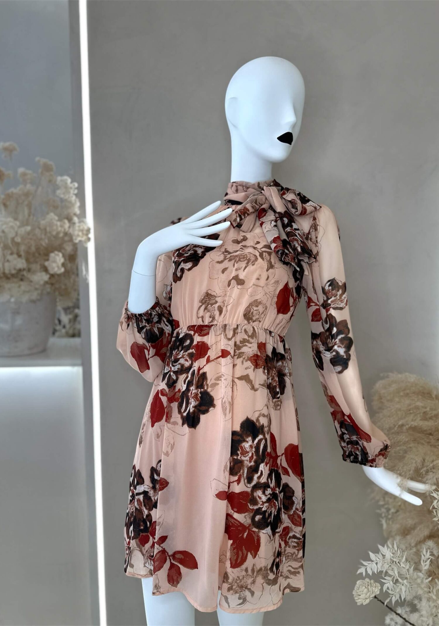 Floral μίνι φόρεμα με φιόγκο