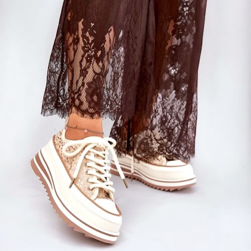 Sneaker λεοπάρ μπεζ χρυσό