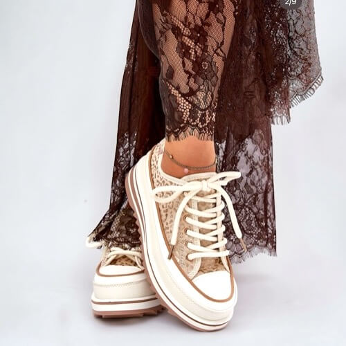 Sneaker λεοπάρ μπεζ χρυσό